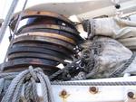 A tallship sail close up.