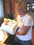 Michelle with Mom's cake.