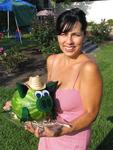 Karem with her watermelon pig.