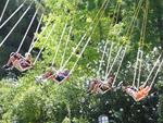 On the swings.