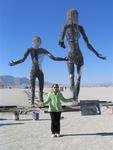 Margaret by the statue.