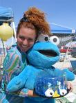 Our neighbors brought a Cookie Monster cake to the desert.  Score: Desert: 1 Cake: 0.