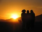 Cherie, Margaret and Karem watching the sunrise. *Photo by Greg.