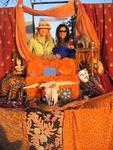 Margaret and Karem in their orange throne.