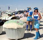 The Cookie Monsters give the cupcakes a treat. *Photo by Steve.