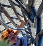 The First Lesson I learned at Burning Man 2005: Never climb a tower in platform boots and a prom dress. *Photo by Margaret.