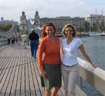 Cherie and Kristi on a funky Barcelona bridge.