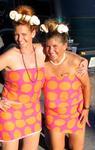 Cherie and Lisa create an impromptu "Wilma" costume.  Hurricane Wilma forced Key West to post-pone Fantast Fest 2005.  The locals didn't heed the warnings and held their own "unauthorized" Fantasy Fest.