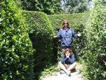 Diane and Hilda lost in a hedge maze.  