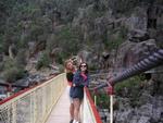 Cherie and Hilda on a bridge in the Gorge in Launceston, Tasmania.