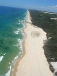 Fraser Island from the air. *Photo by Peter.