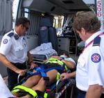 In the ambulance, we head for the ER in Byron Bay.