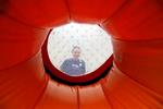 Sarah inside the zorb.