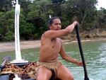 On the paddle back to Horotutu, we stop to catch some mussels, a favorite Ngapuhi food.