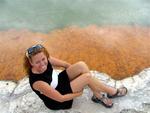 Cherie near the Champagne pool of Wai-O-Tapu Thermal Wonderland. *Photo by Sarah.