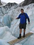 Colin crossing over an ice-chasm.