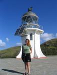 The lighthouse at Cape Reinga is perched 290-meters above the wild waves of Columbia Bank.