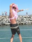 The men on the jetty cheer for Billy!  (If they only knew how hairy his chest is!) *Photo by Rennie.