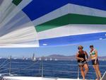 Anne and Suzi on the foredeck.