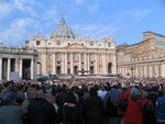 Crowds gather to watch the Pope speak. *Photo by Cherie Sogsti.