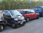 A "Smart Car" fits no matter how you park it.  *Photo by Cherie Sogsti.