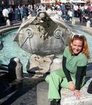 Cherie by a fountain.