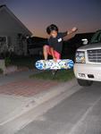 Tyler flying on his skateboard.