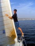 Gary plays the headsail like a drum.