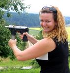 Don't mess with Idaho! Cherie practices target shootin' on "the ranch."