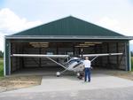 She fits snug in her hangar.