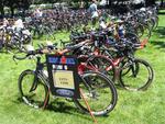 Millions of dollars of bikes waiting for their Ironman owners.