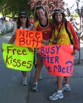 Hilda, Cherie and Diane offer the runners moral support.