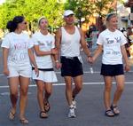 Families join their Ironmen for the last few steps of the race.