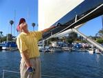 Don Benedict monitors the sail's shape. *Photo by Cherie Sogsti