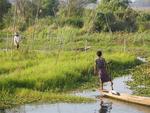 Paddling through Inle Lake.