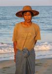 Myanmar man in the light of dusk.