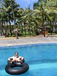 Jean in the pool at the Sunny Paradise Resort.