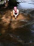 Jean lets the cool water refresh her.