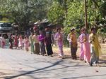 As we drove up the road to Mt. Popa, we pulled over to watch this young monk ceremony.