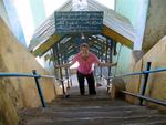 Jean walking up the steps.