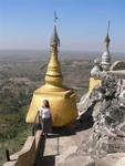 Cherie on top of the volcanic peak of Taung Kalat. *Photo by Jean Leitner.