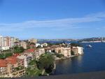 The view from the Harbor Bridge, 134 meters above Sydney Harbor.
