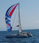 The catamaran Seawings under sail. *Photo by Richard/Latitude 38.