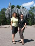 Cherie and Brenda near the Sibelius Monument in Toolo, Helsinki.