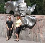 Cherie and Brenda by the head of Finnish composer Jean Sibelius.