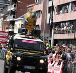 This kangaroo-car hops down the route of the Tour de France.