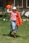 Hallie, the crazy cowgirl, is ready to cheer.