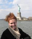 Cherie at the Statue of Liberty in New York.