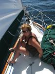 Anne on foredeck.