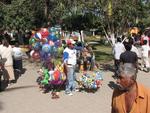 The town square resembles a carnival (gone wrong.)